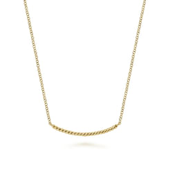 14K Yellow Gold Twisted Rope Curved Bar Necklace