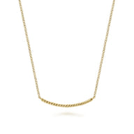 14K Yellow Gold Twisted Rope Curved Bar Necklace