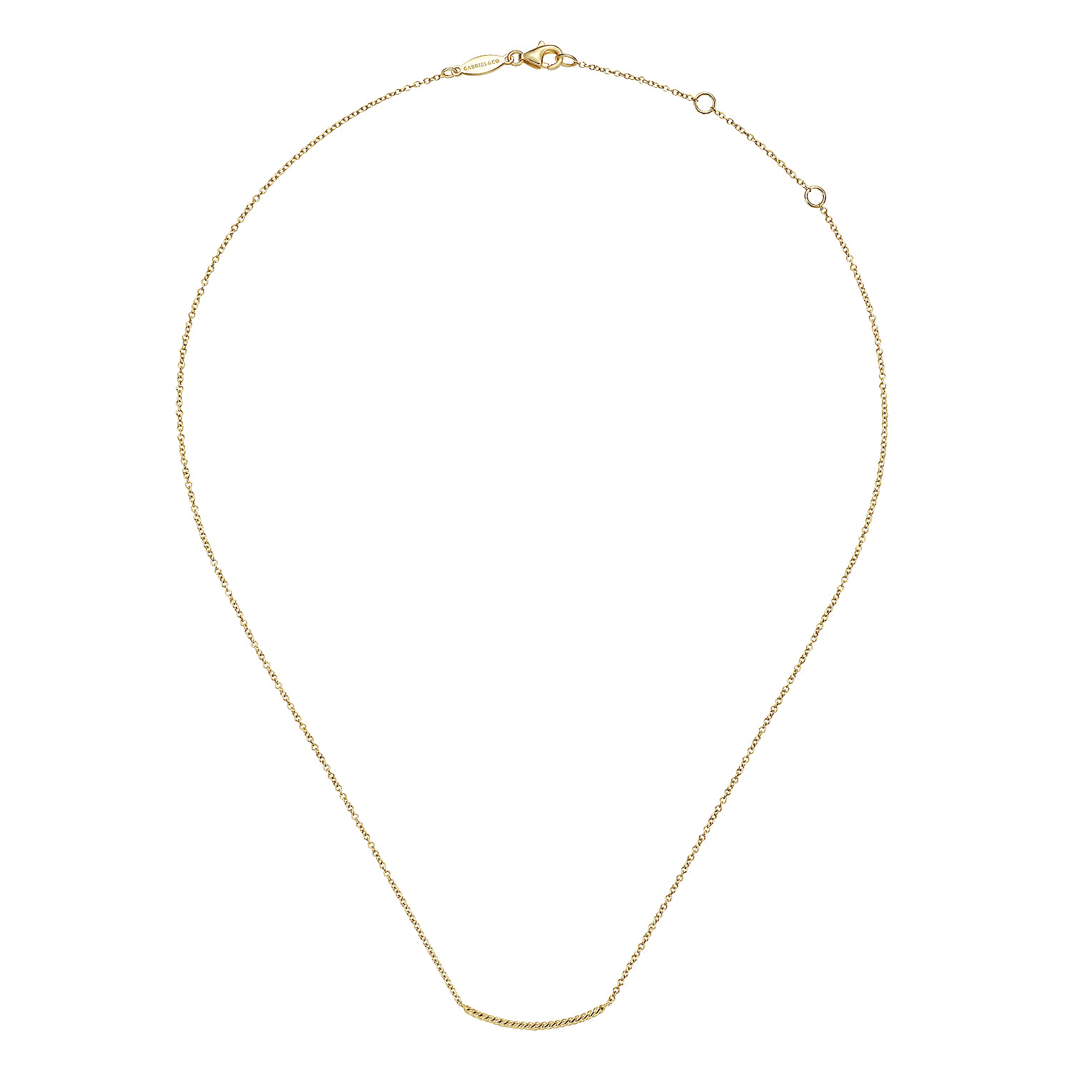 14K Yellow Gold Twisted Rope Curved Bar Necklace - Shot 2