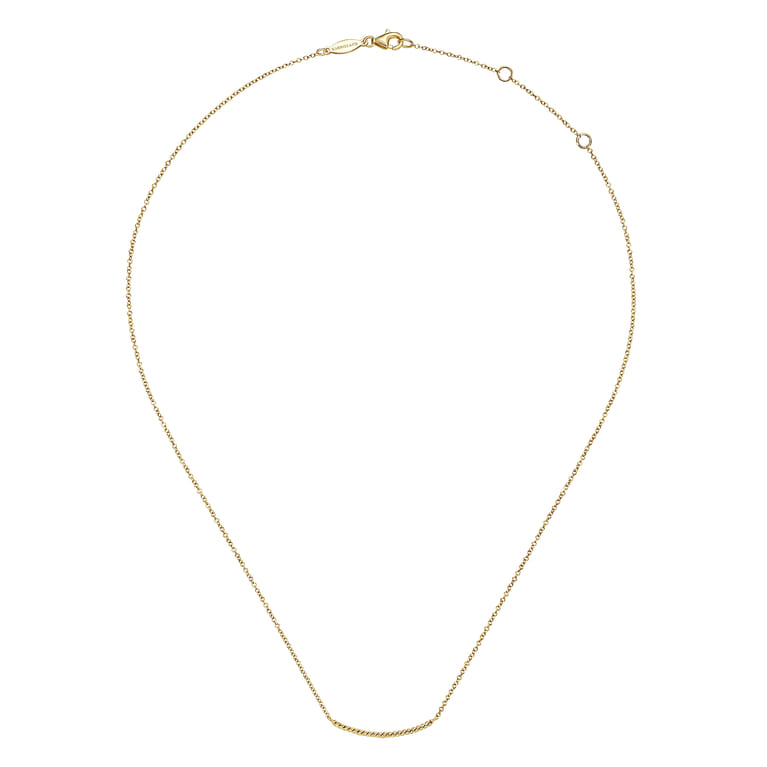 14K Yellow Gold Twisted Rope Curved Bar Necklace - Shot 2