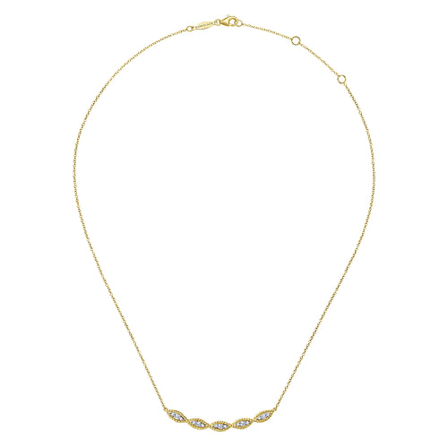 14K Yellow Gold Twisted Rope Curved Diamond Bar Necklace - 0.3 ct - Shot 2