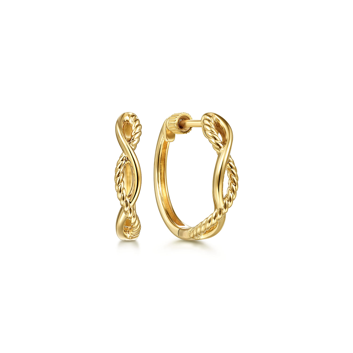14K Yellow Gold Twisted Rope Huggies - Shot 1