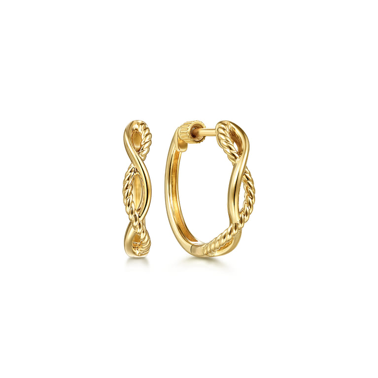 14K Yellow Gold Twisted Rope Huggies - Shot 1