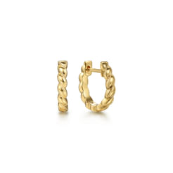 14K Yellow Gold Twisted Rope Huggies