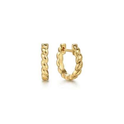 14K Yellow Gold Twisted Rope Huggies