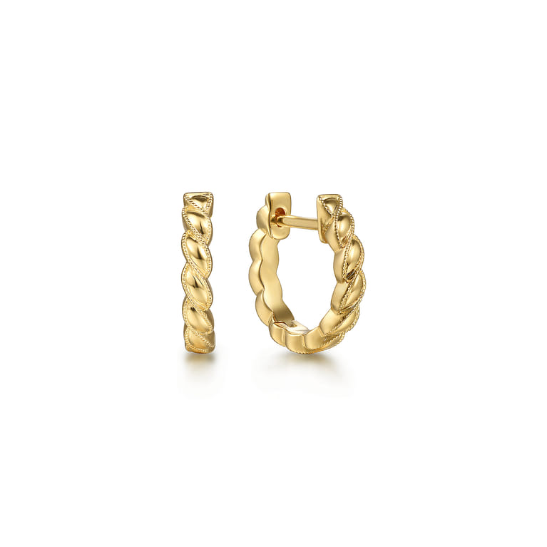 14K Yellow Gold Twisted Rope Huggies - Shot 1