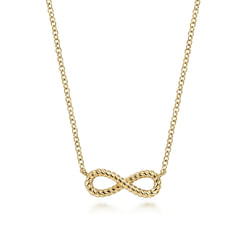 14K Yellow Gold Twisted Rope Infinity Pendant Necklace