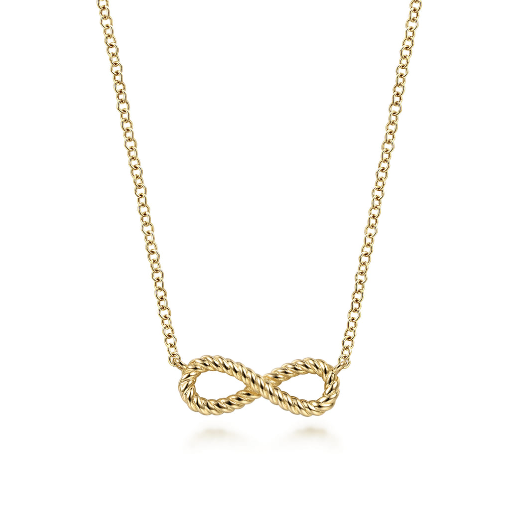 14k Gold Infinity Necklace 14k Solid Gold Heart Infinity Necklace