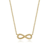 14K Yellow Gold Twisted Rope Infinity Pendant Necklace
