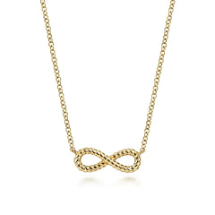 14K Yellow Gold Twisted Rope Infinity Pendant Necklace