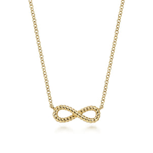 14K Yellow Gold Twisted Rope Infinity Pendant Necklace
