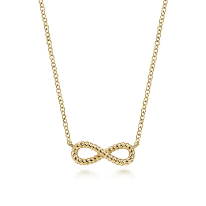 14K Yellow Gold Twisted Rope Infinity Pendant Necklace