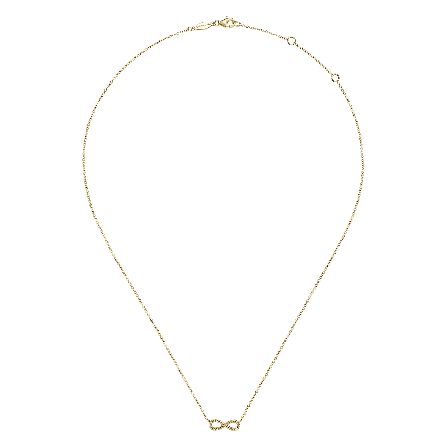 14K Yellow Gold Twisted Rope Infinity Pendant Necklace