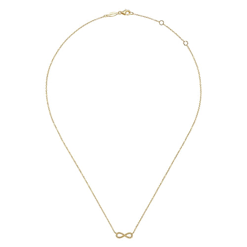 14K Yellow Gold Twisted Rope Infinity Pendant Necklace - Shot 2