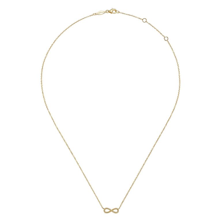 14K Yellow Gold Twisted Rope Infinity Pendant Necklace - Shot 2