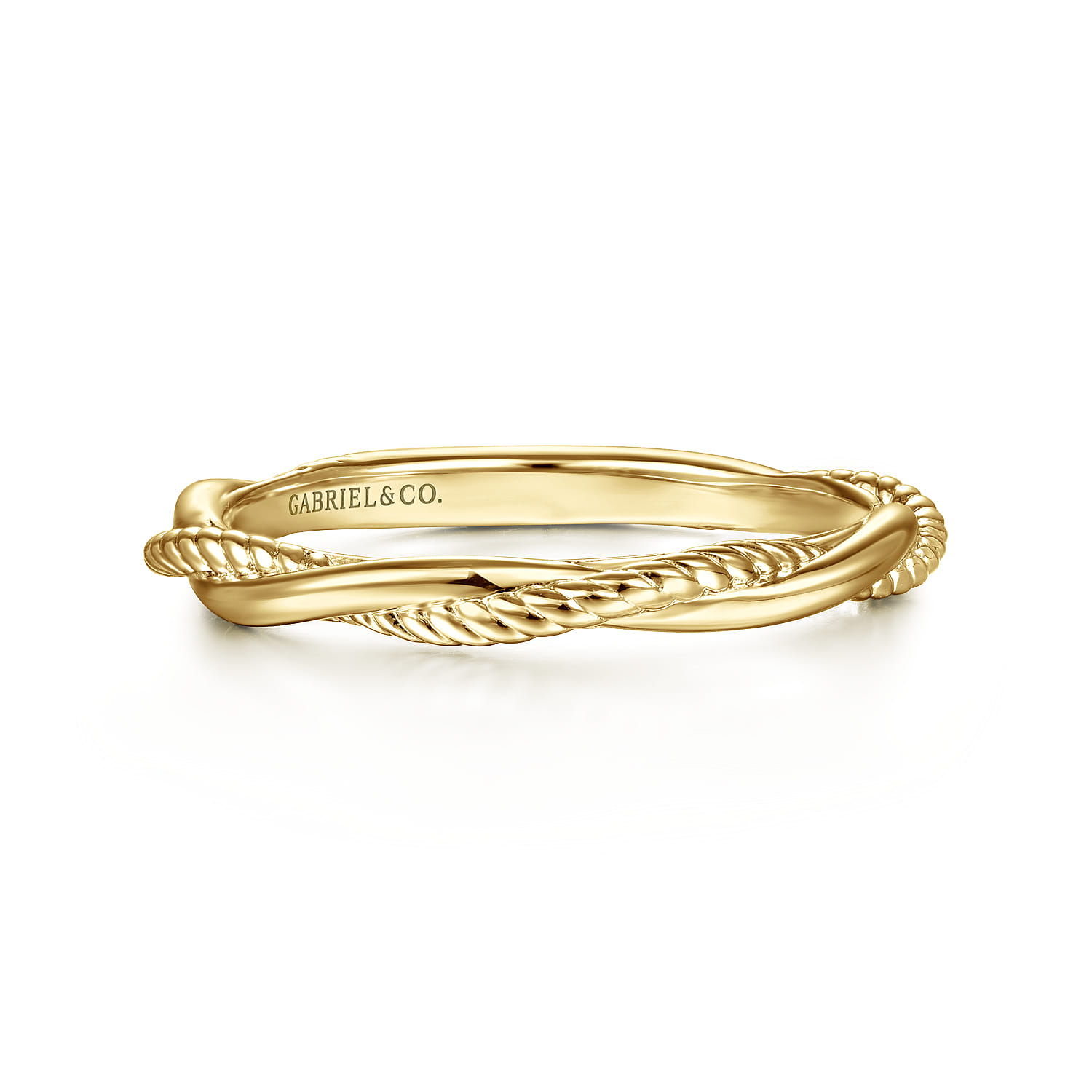 14K Yellow Gold Twisted Rope Intertwining Ring - Shot 1