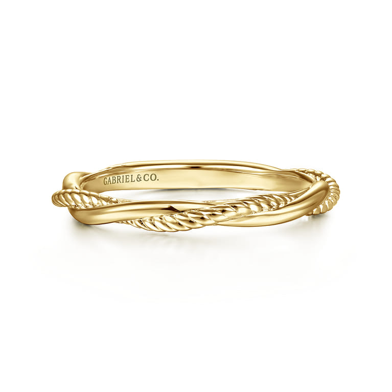 14K Yellow Gold Twisted Rope Intertwining Ring - Shot 1