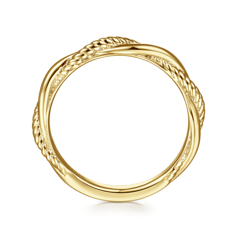 14K Yellow Gold Twisted Rope Intertwining Ring - Shot 2