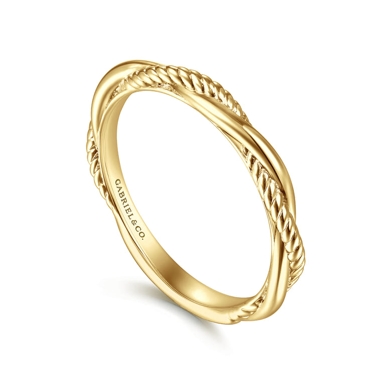 14K Yellow Gold Twisted Rope Intertwining Ring - Shot 3