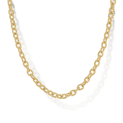 14K Yellow Gold Twisted Rope Link Chain Necklace