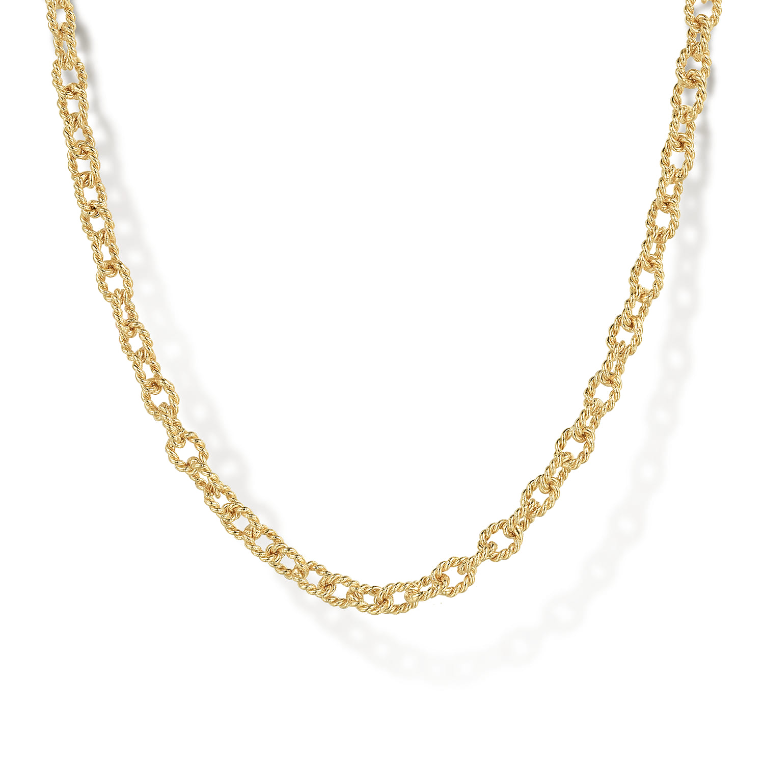 14K Yellow Gold Twisted Rope Link Chain Necklace - Shot 1