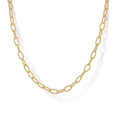 14K Yellow Gold Twisted Rope Link Chain Necklace
