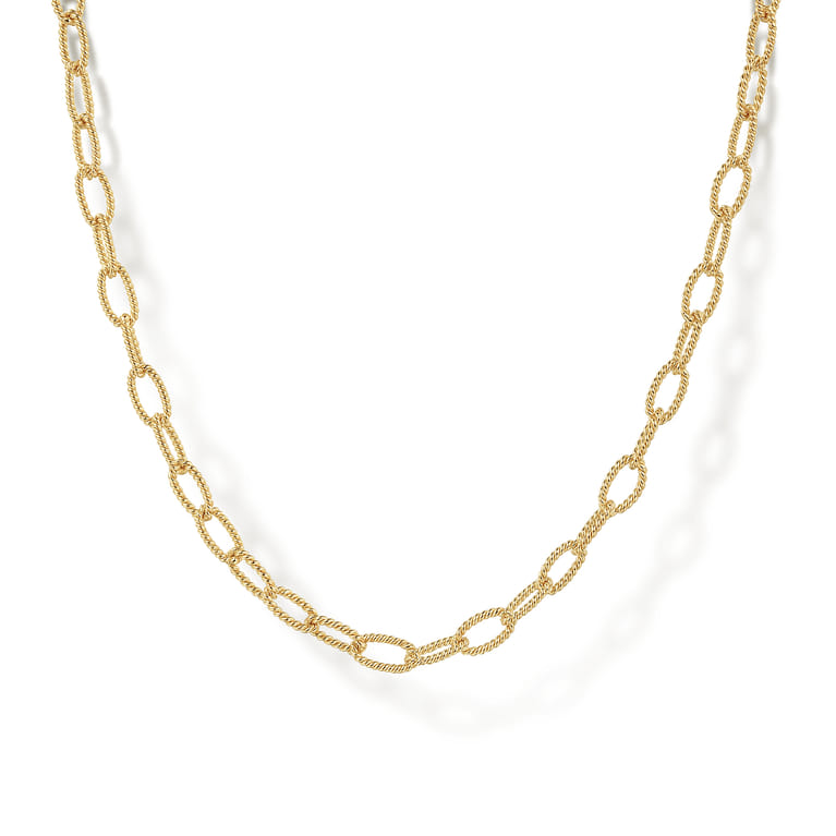 14K Yellow Gold Twisted Rope Link Chain Necklace - Shot 1