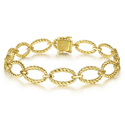 14K Yellow Gold Twisted Rope Oval Link Bracelet