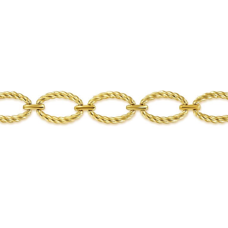 14K Yellow Gold Twisted Rope Oval Link Bracelet - Shot 2