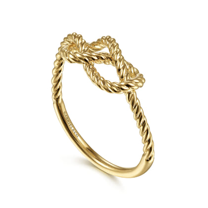 14K Yellow Gold Twisted Rope Pretzel Ring
