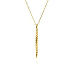 14K Yellow Gold Twisted Rope Spike Pendant Necklace