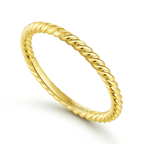 14K Yellow Gold Twisted Rope Stackable Ring - Shot 3