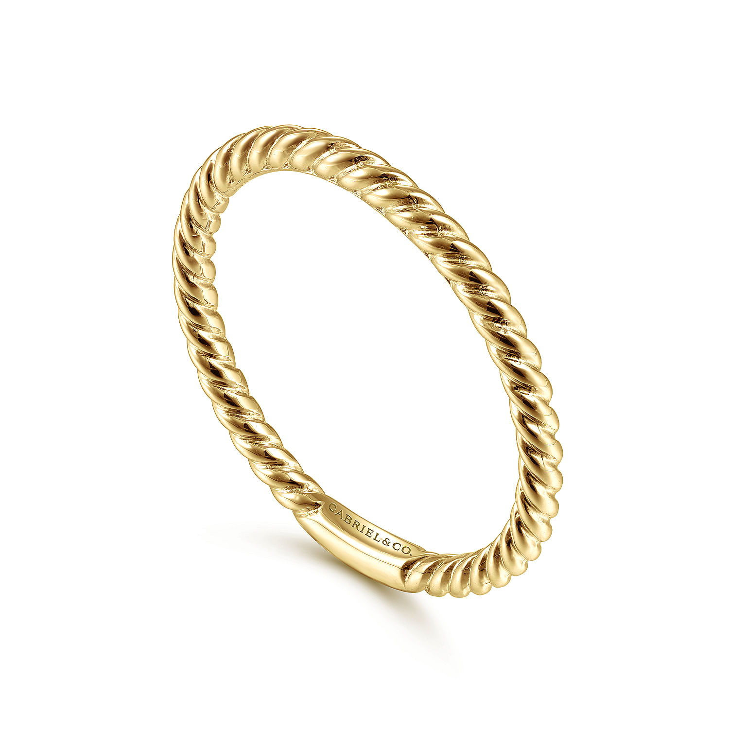 14K Yellow Gold Twisted Rope Stackable Ring - Shot 3