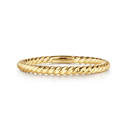 14K Yellow Gold Twisted Rope Stackable Wedding Band