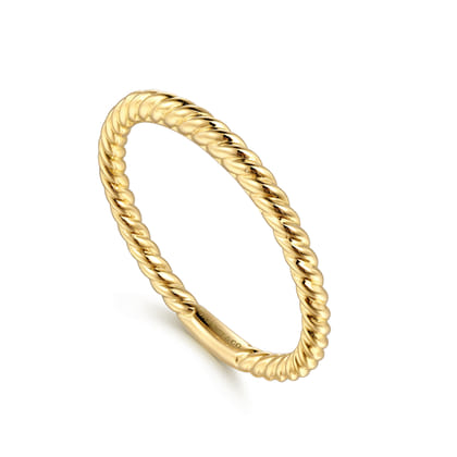 14K Yellow Gold Twisted Rope Stackable Wedding Band
