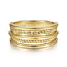 14K Yellow Gold Twisted Rope Wide Ring Band