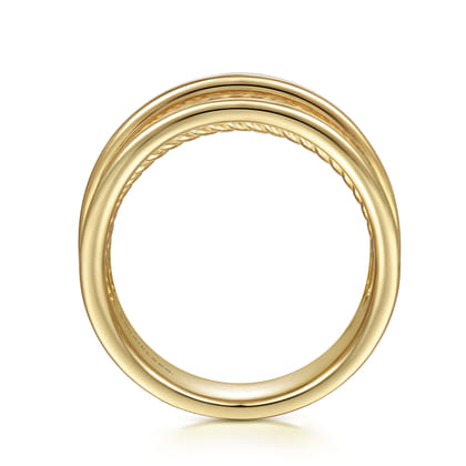 14K Yellow Gold Twisted Rope Wide Ring Band