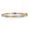 14K Yellow Gold Twisted Rope and Diamond Bangle - 0.4 ct