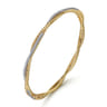 14K Yellow Gold Twisted Rope and Diamond Bangle - 0.4 ct