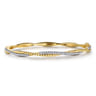 14K Yellow Gold Twisted Rope and Diamond Bangle - 0.4 ct