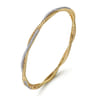 14K Yellow Gold Twisted Rope and Diamond Bangle - 0.4 ct