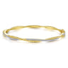 14K Yellow Gold Twisted Rope and Diamond Bangle - 0.4 ct