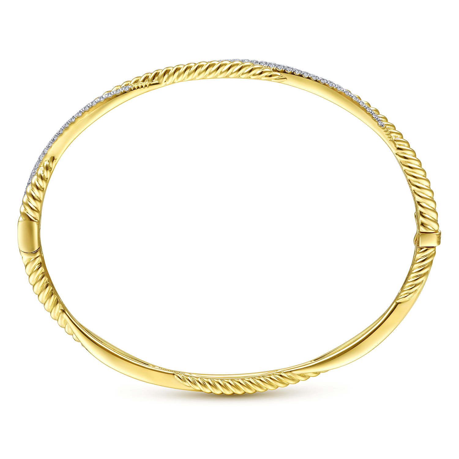 14K Yellow Gold Twisted Rope and Diamond Bangle - 0.4 ct - Shot 3