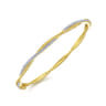 14K Yellow Gold Twisted Rope and Diamond Bangle - 0.4 ct