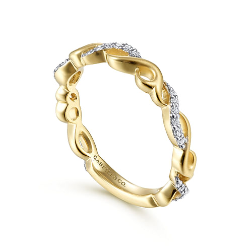 14K Yellow Gold Twisted Stackable Diamond Ring - 0.16 ct - Shot 3