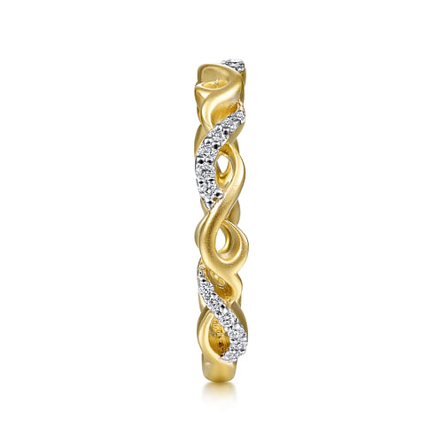 14K Yellow Gold Twisted Stackable Diamond Ring - 0.16 ct - Shot 4