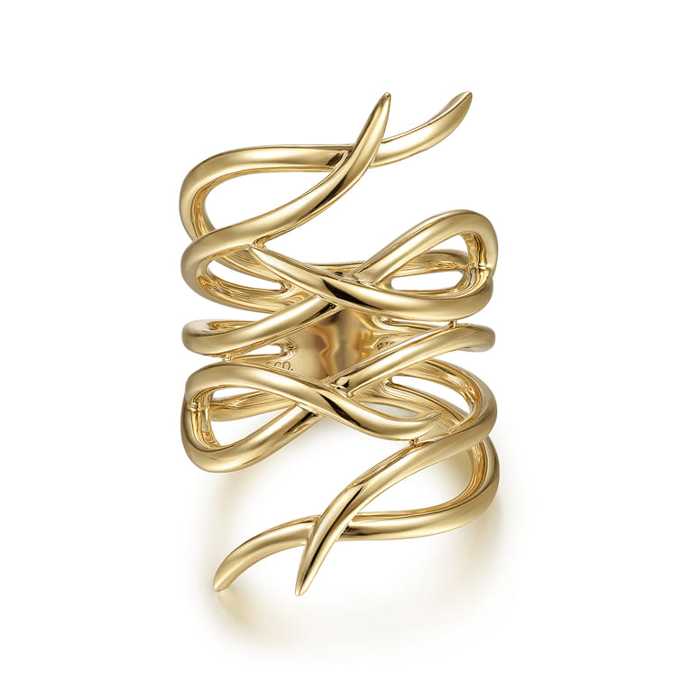 14K Yellow Gold Twisted Vine Statement Ring - Shot 1