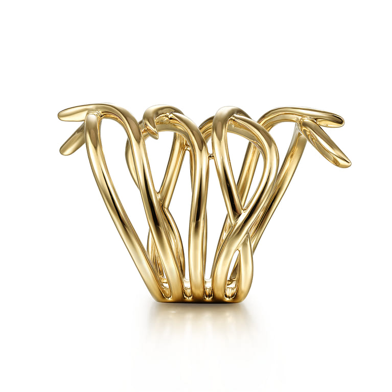 14K Yellow Gold Twisted Vine Statement Ring - Shot 4