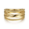14K Yellow Gold Twisted and Plain Criss Cross Ring