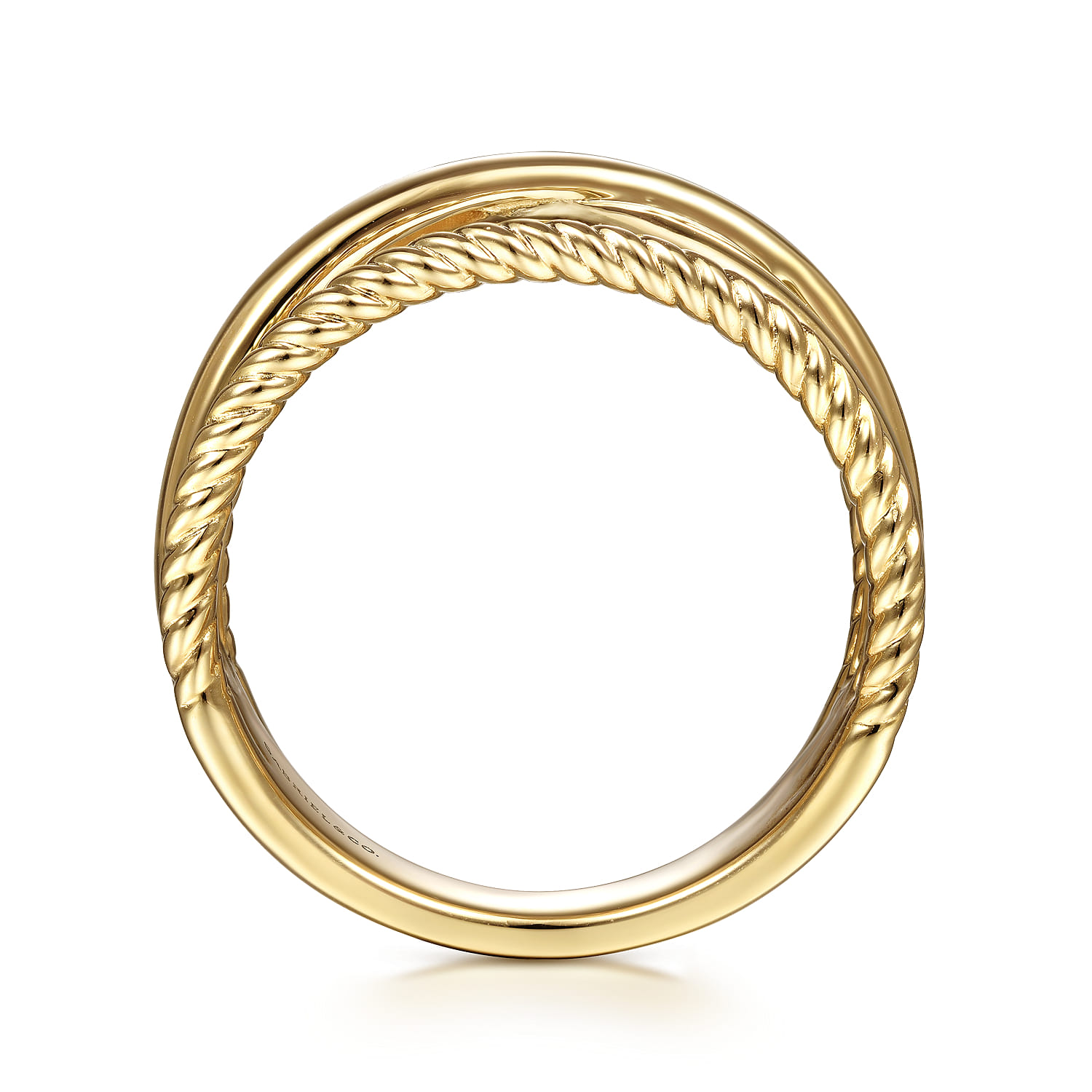 14K Yellow Gold Twisted and Plain Criss Cross Ring - Shot 2